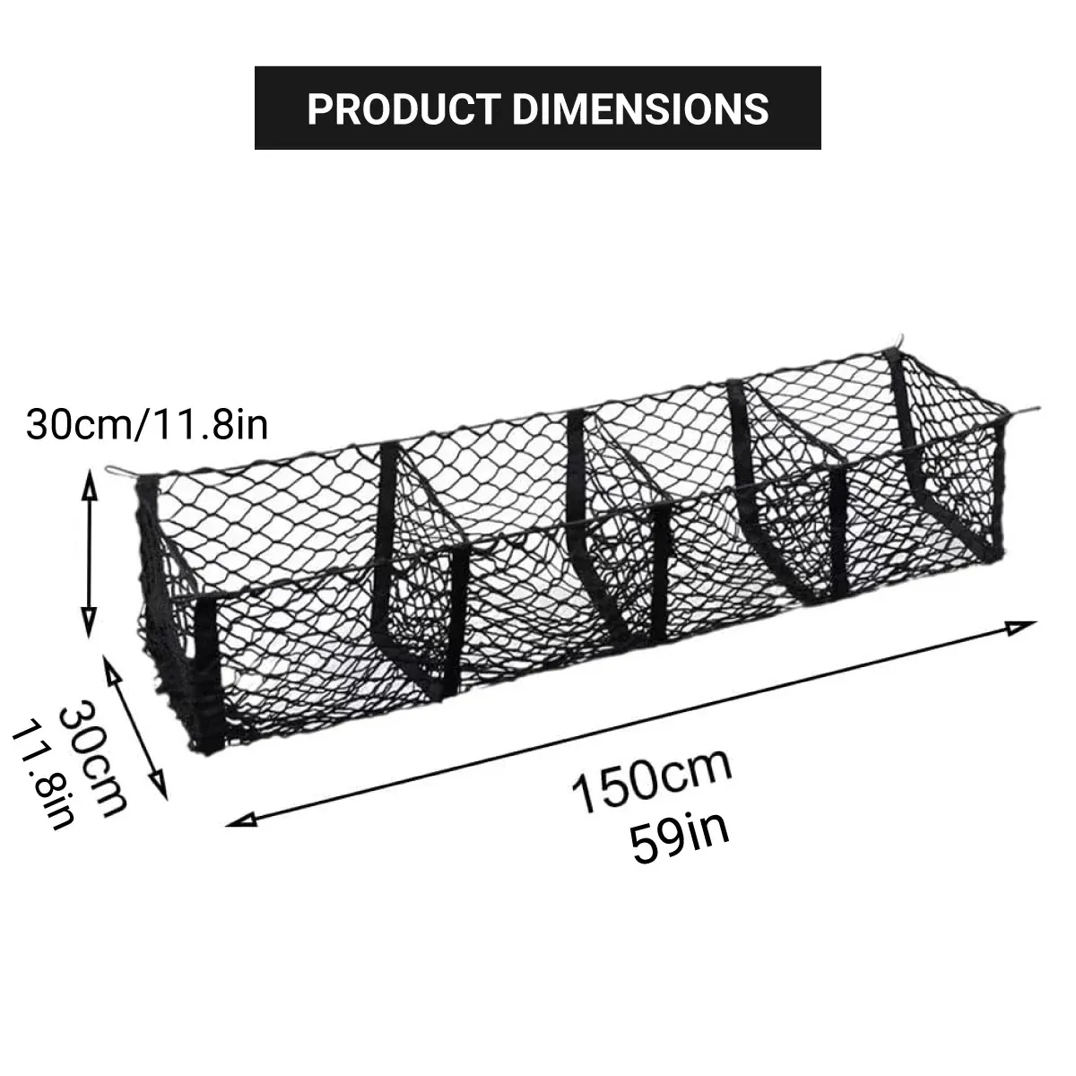 Trunk Cargo Net Bag Stereo Boot Storage Organiser SUV Pickup 4 Compartment 150cm โ image 3