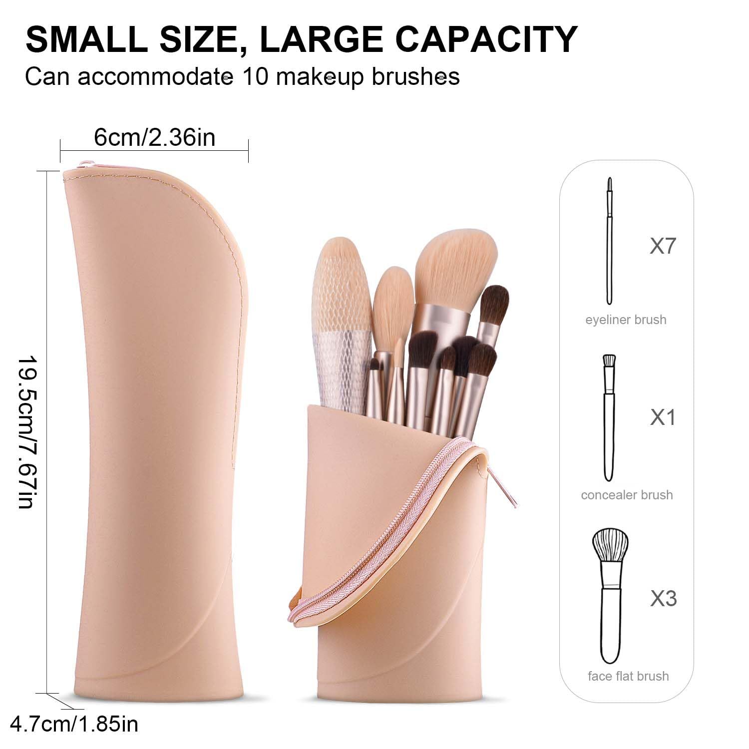 Makeup Brush Holder Silicone Makeup Brush Organizer Travel Makeup Brush Bag Make up Brush Case Small Cute Cosmetic Bag Mini — image 4