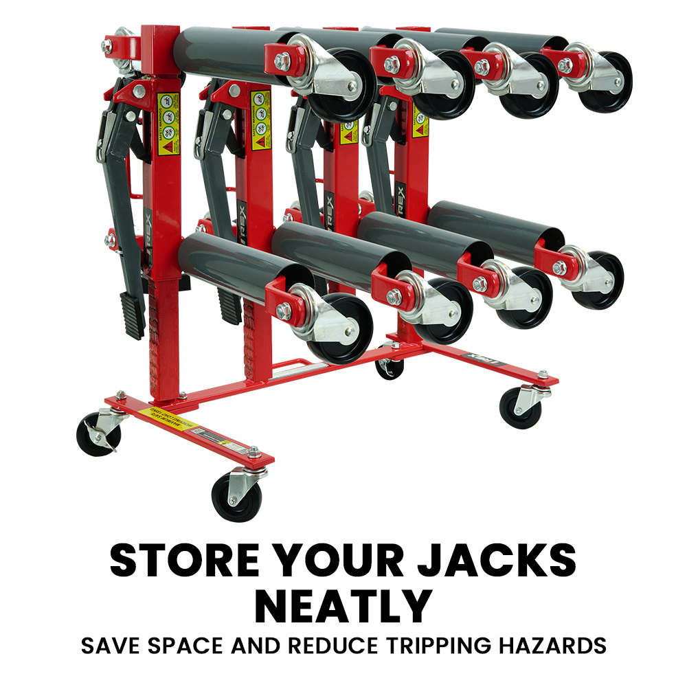 T-Rex Vehicle Positioning Jack Storage Rack Stand, Heavy Duty Design with Locking Castor Wheels — image 3
