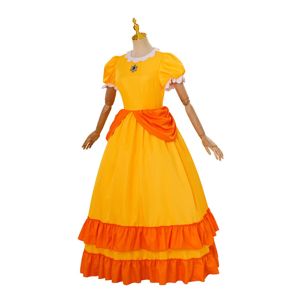 Daisy Cosplay Dress Rosalina Costume Halloween Carnival Cosplay Princess Dress with Crown Birthday Party Stage Wear with Headpiece XS Daisy — image 2