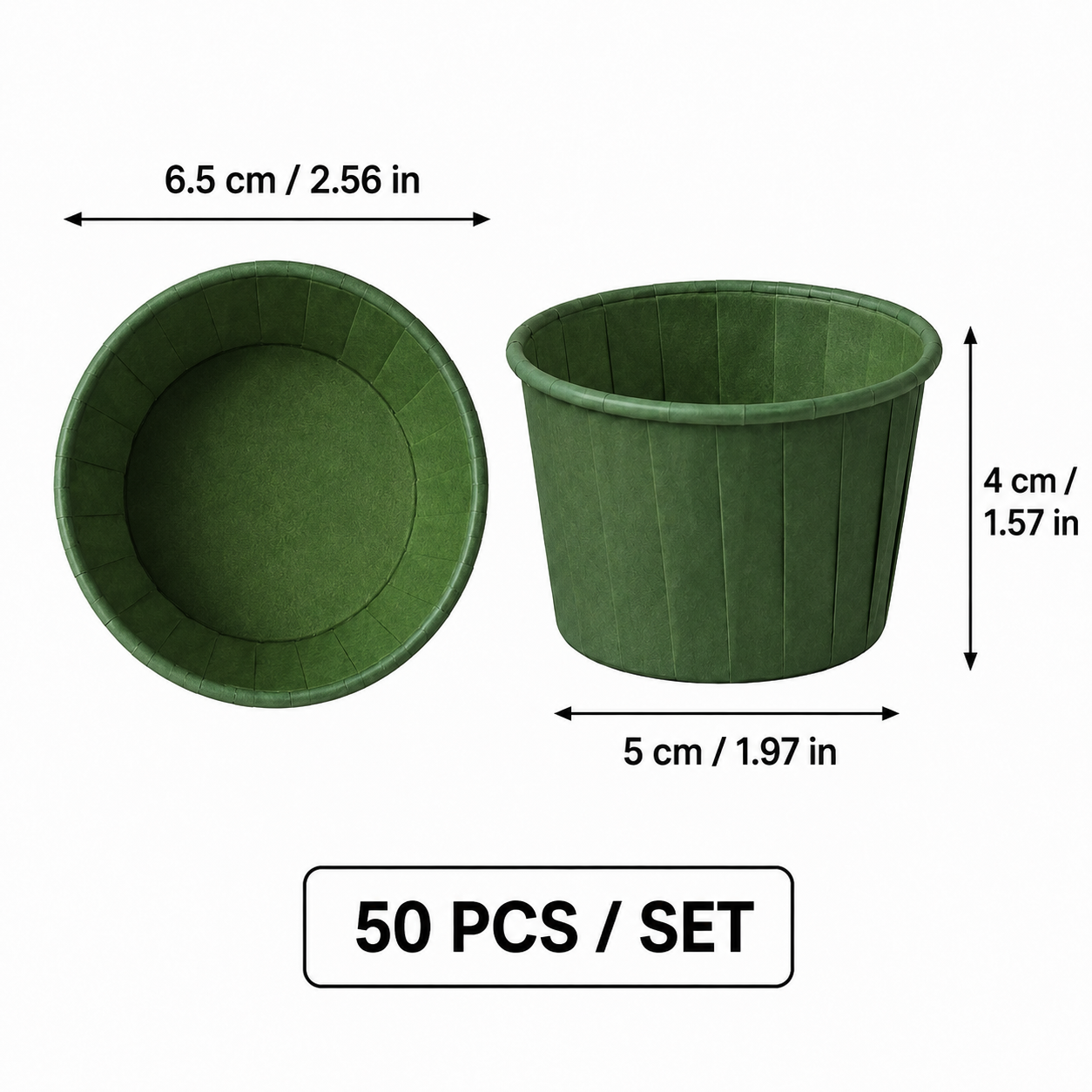 Green 50Pcs Cupcake Baking Cups 2.56in Greaseproof Paper Liners for Muffins Cupcakes Air Fryer and Dessert Baking, Disposable Fluted Baking Cups for โ image 2