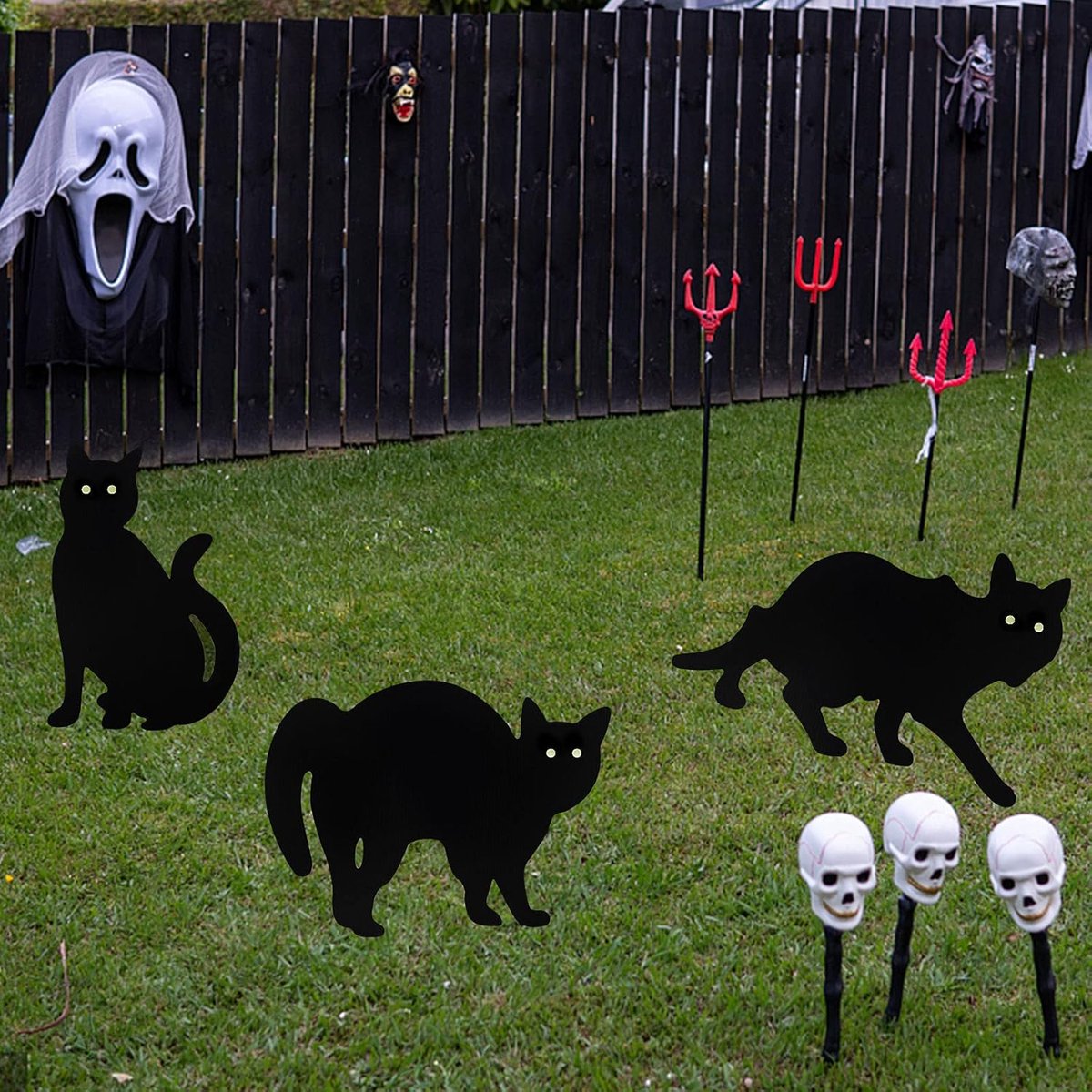 Halloween - 3-piece - Halloween Decoration - Black Cat - Yard Signs Decorations - Scary Halloween Garden Signs - Garden Decoration - Outdoor Decor - for Home / — image 5