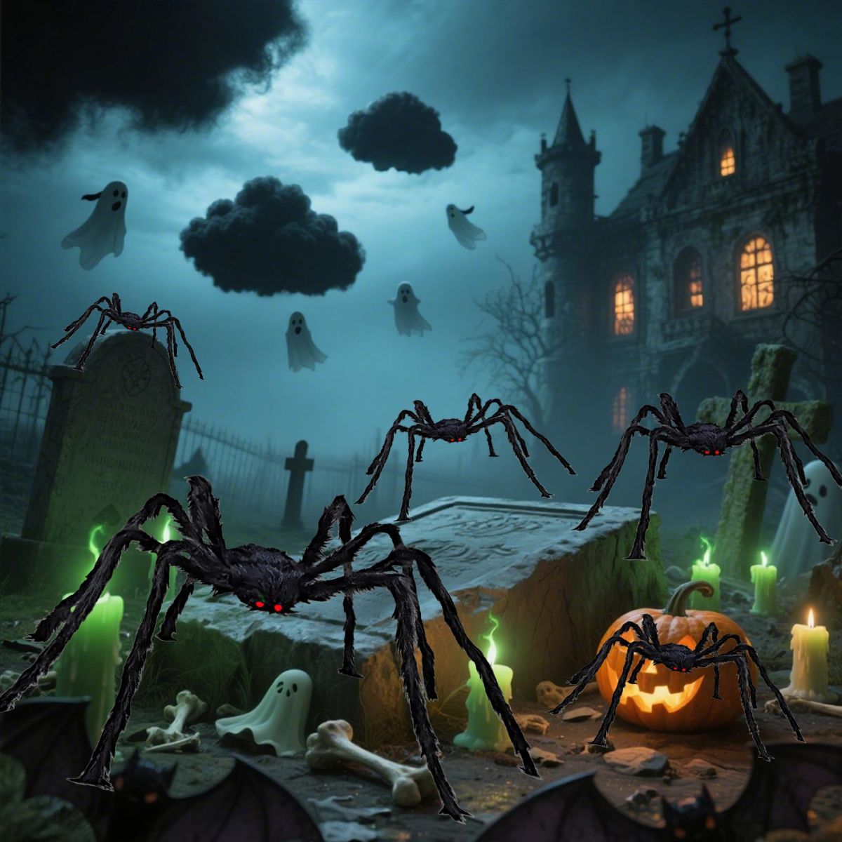 Giant Spider 6.6 Ft, 2M Halloween Decorations Fake Halloween Decor Spiders Large, Furry Spiders for Outdoor Indoor Yard Home Costumes Party House Décor - Black — image 6