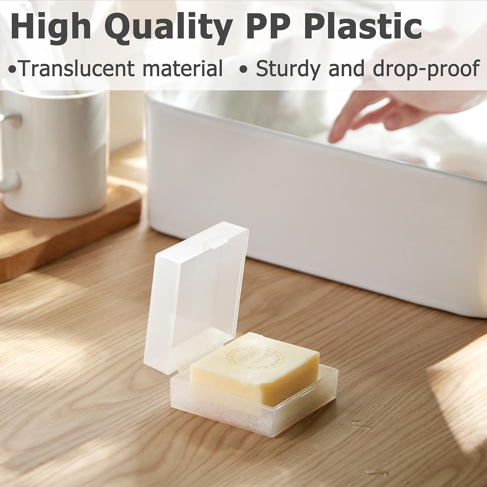 Travel Soap Case, Bar Soap Holder Fit Soap, Shampoo Bar Holder for Square Travel Soap Container with Draining (Transparent White) โ image 4