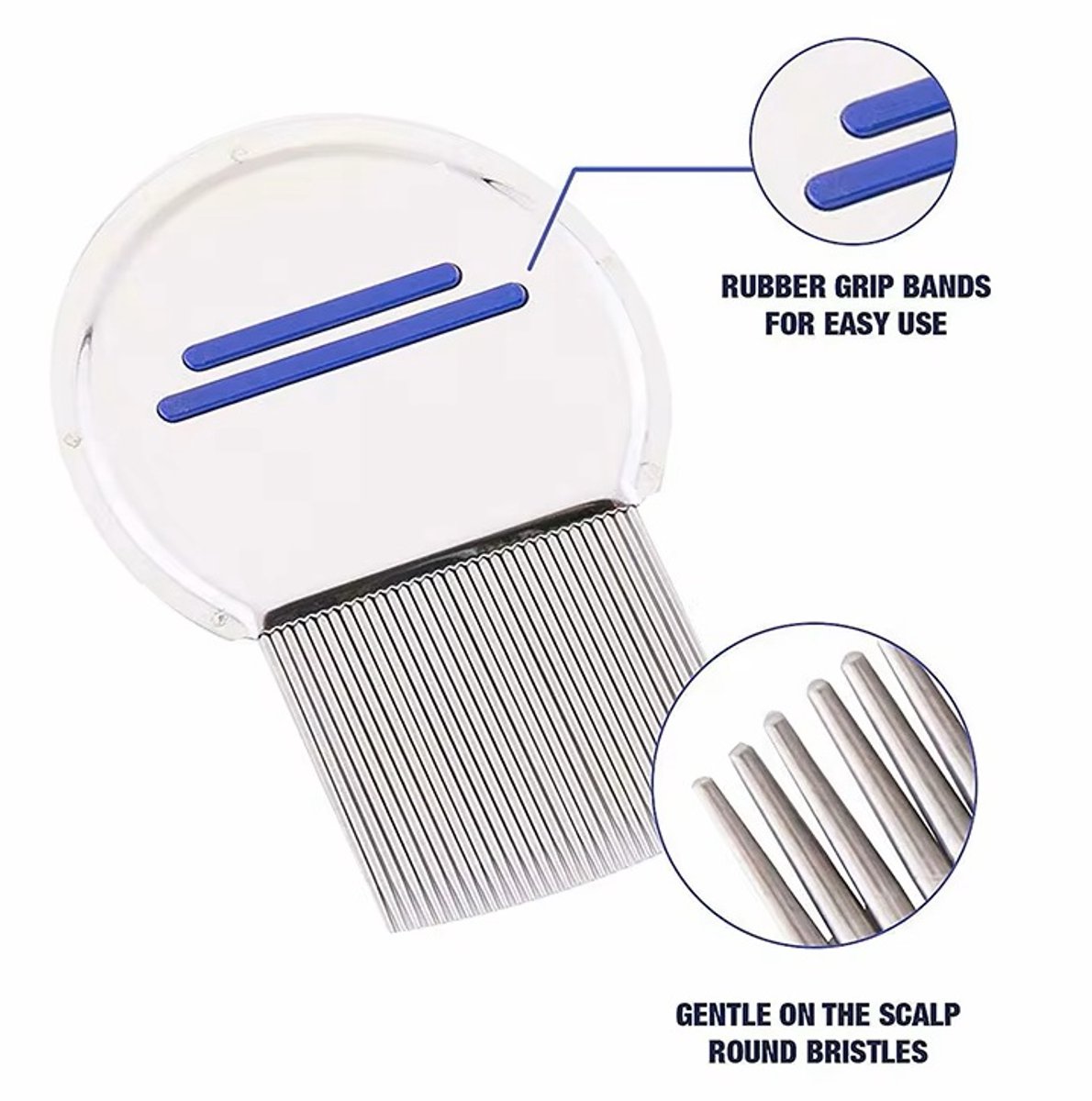 Lice Comb for Child & Pet | Lice Brush | Flea Comb | Nits Comb | Dust Comb | Lice Remover | Stainless Steel | Blue — image 5