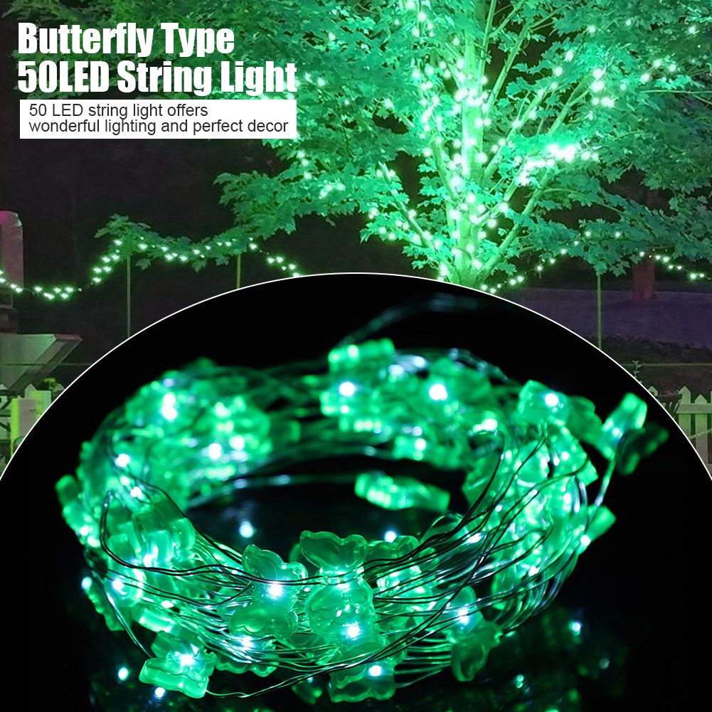 Battery Powered Butterfly Type 50LED String Light Wedding Party Garden Hanging Decor White โ image 2