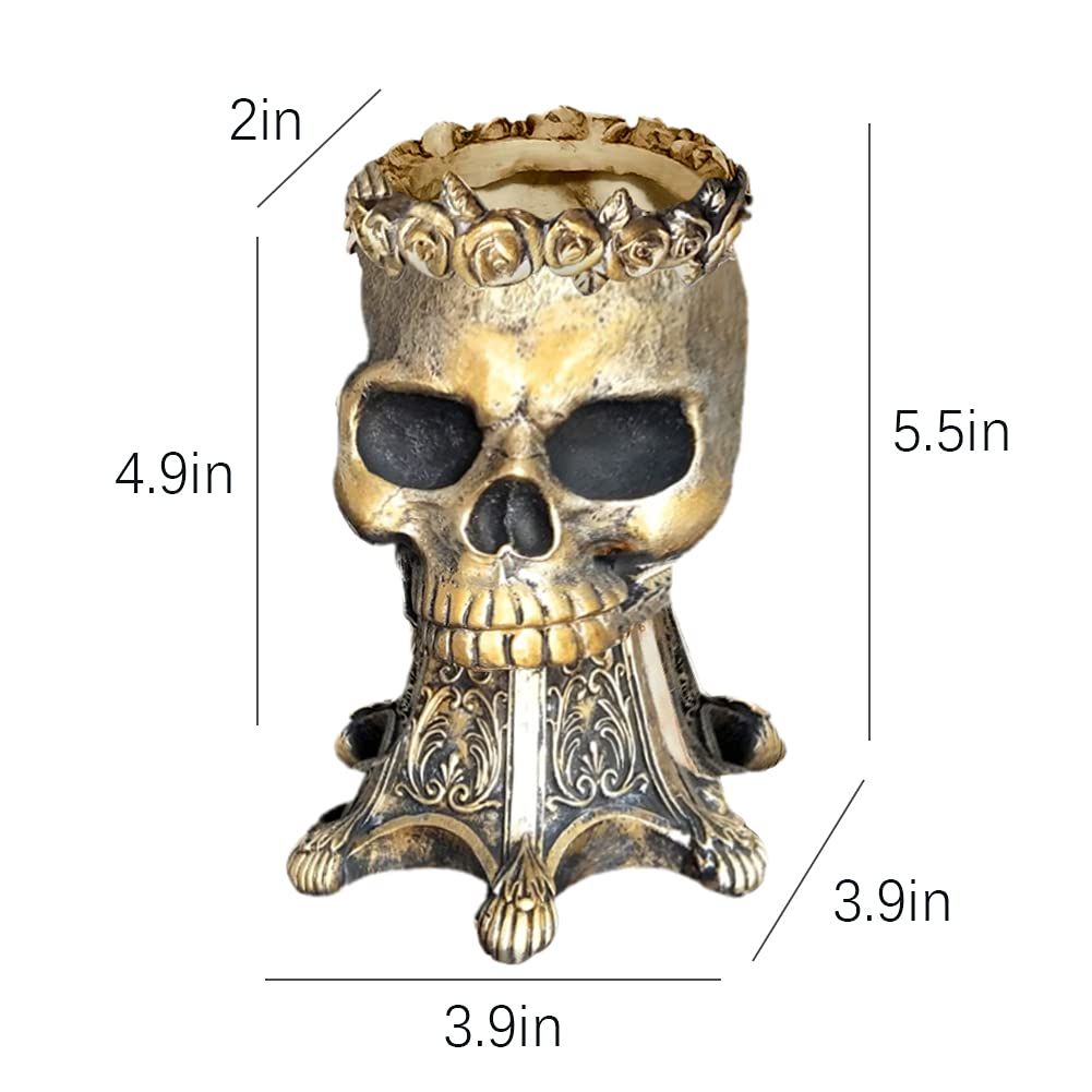 Indoor Outdoor Head Planters Skull Flower Pot Resin Succulent Planter Plants Container Pen Pencil Holder Home Garden Decor Skull — image 5
