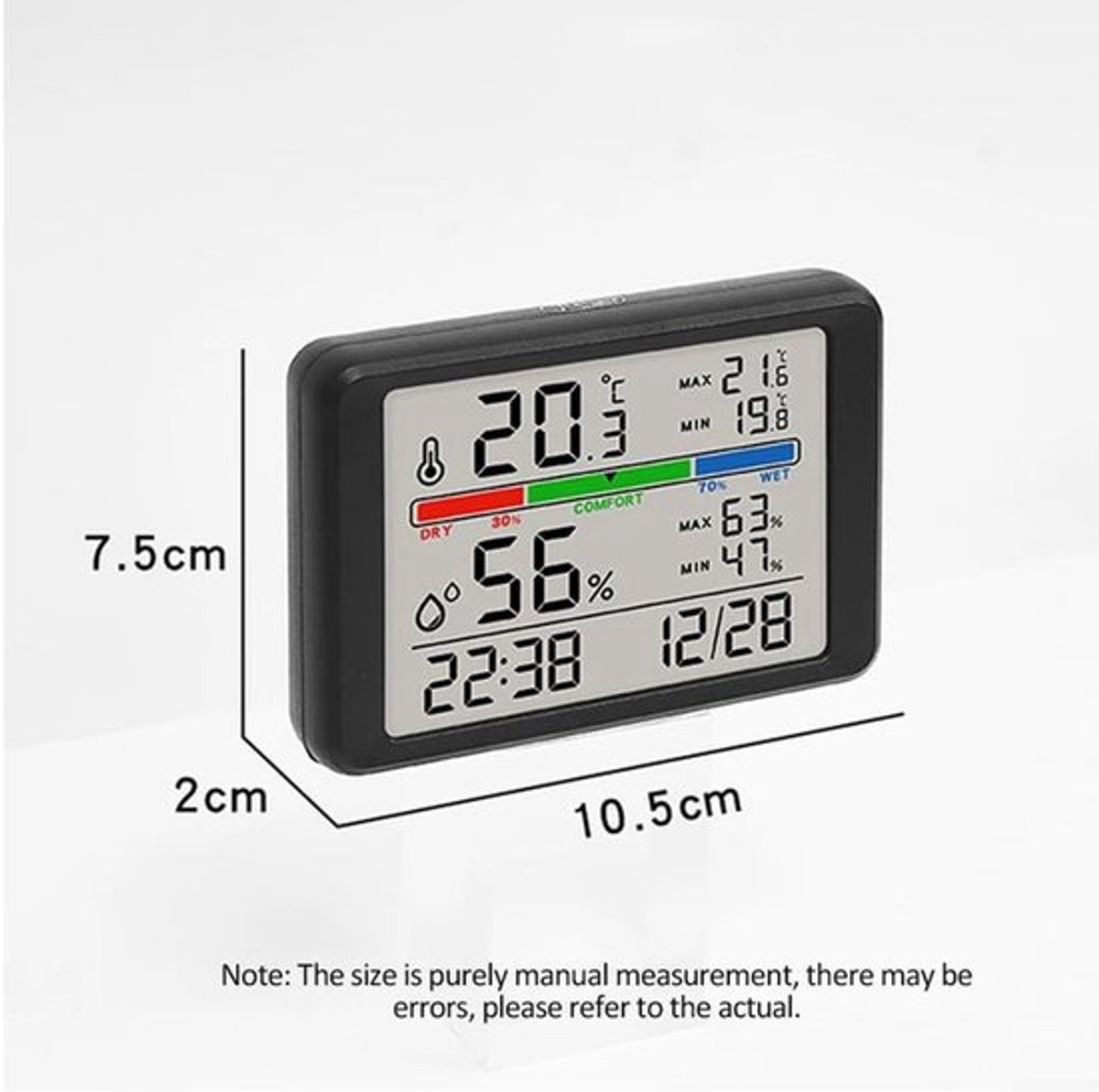 Wekker - Weather Station - Digital Hygrometer - Room Thermometer - Temperature and Humidity Meter - Baby's Room - Children's Room - Office - Kitchen - Wall — image 2