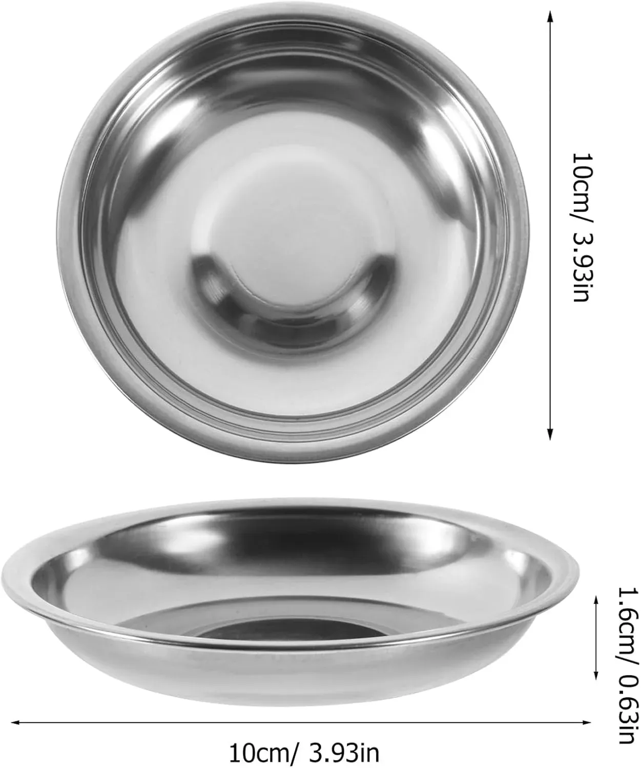 10 Pack 10cm Stainless Steel Dipping Dishes, Reusable Sauce Appetizer Plates for Camping, Silver — image 2