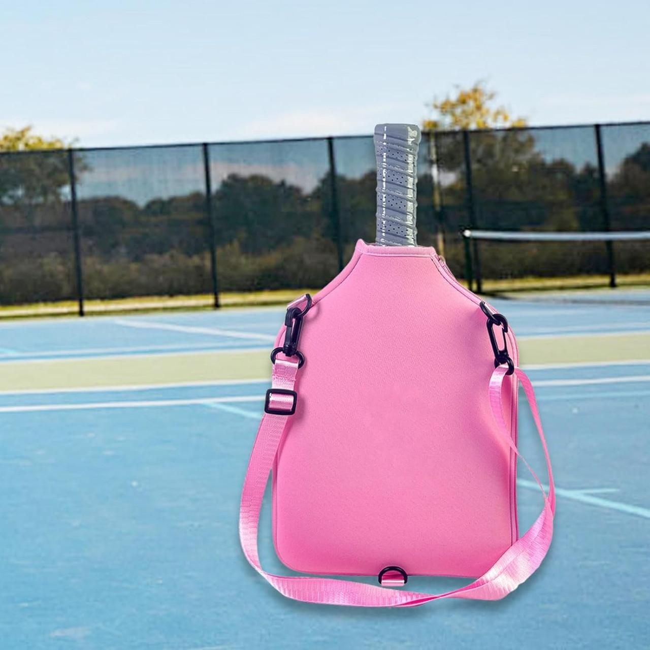 Neoprene Tennis & Pickleball Paddle Bag Lightweight Protective Carry Case with Shoulder Strap - Pink — image 3