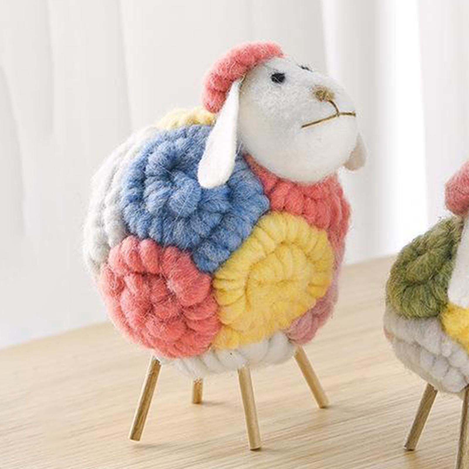 Mini Felt Sheep Figurine, Animal Statue, Nordic Sculpture Crafts Ornament for Home Party Bedroom Desktop Decoration โ image 2