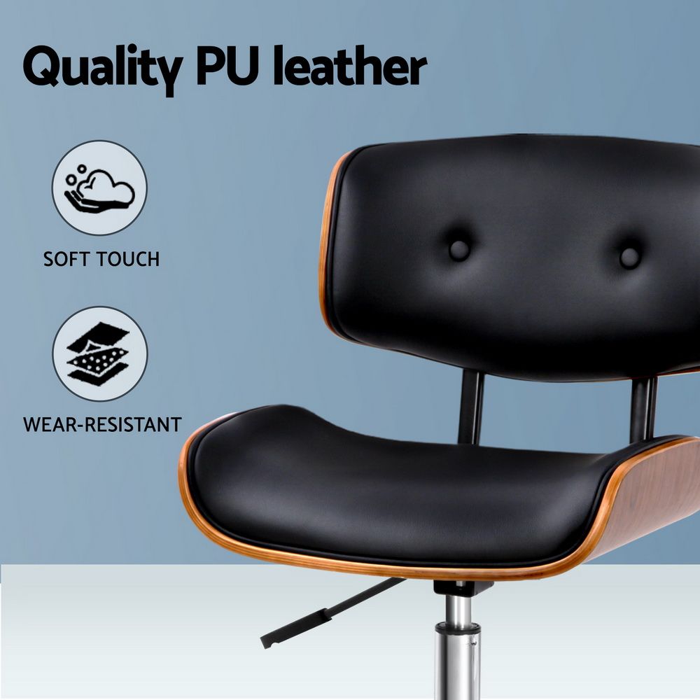 Artiss Wooden Office Chair PU Seat Black Brown — image 5