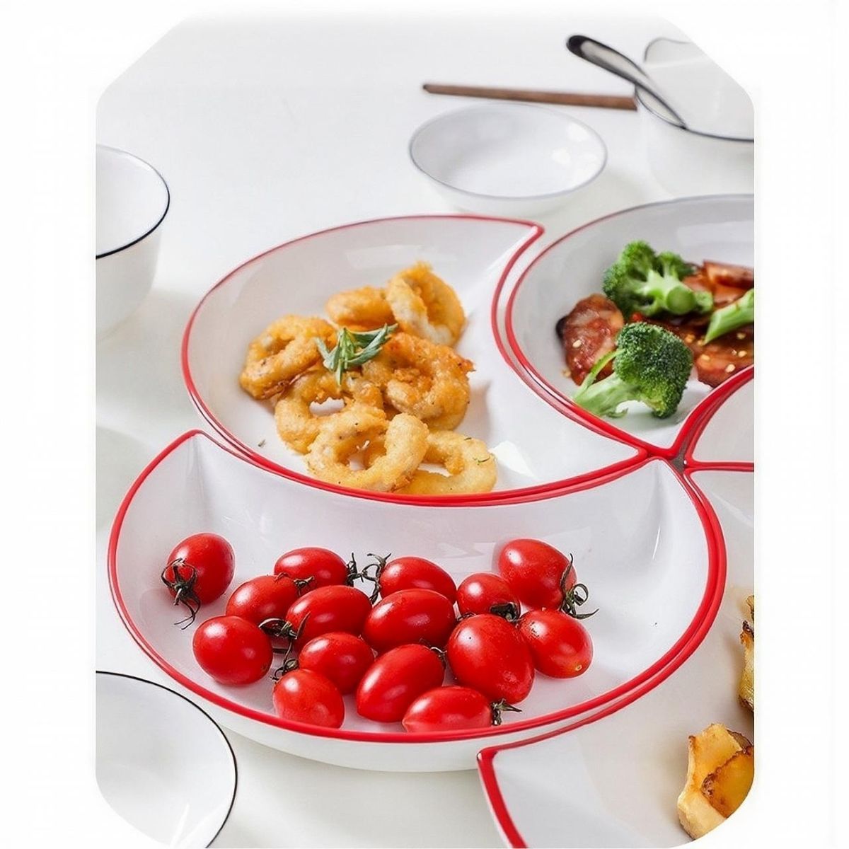 Crescent-Shaped Plate Ceramic Plate Set Party Platter Creative Dish Plate - Black - Size 5PCS โ image 5