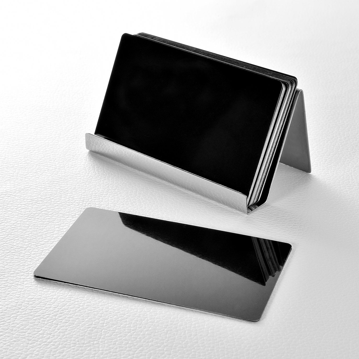 4 Pack Stainless Steel Business Cards Holders Desktop Credit Name Card Display Organizer for Business Mental Name Case Rack for Office Home Daily Use(Silver) โ image 5
