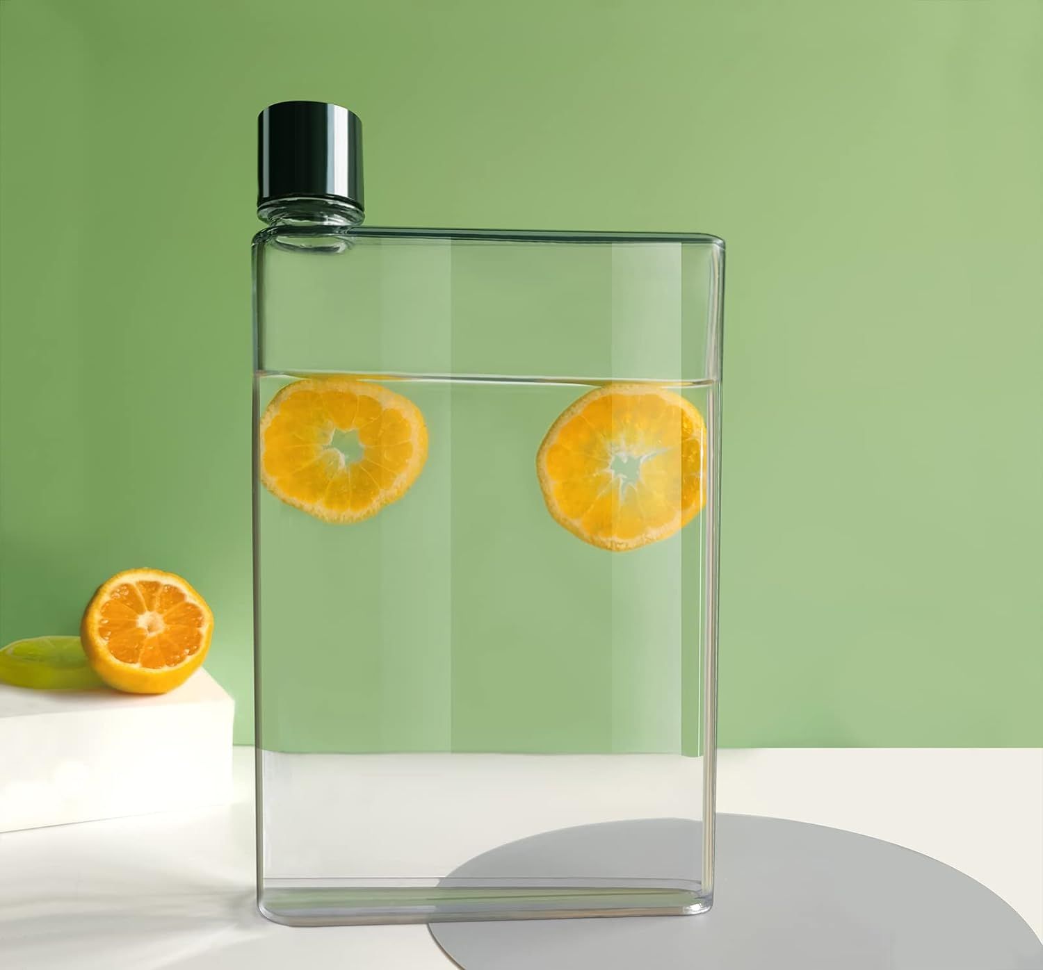 Clear Reusable Slim Flat Water Bottle 420ml - Fits in Pocket Random Corner. Transparent Portable Cup for School,Sports, Travel — image 4