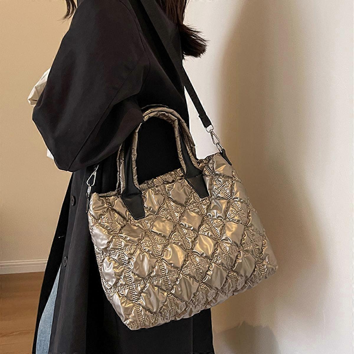 Women's Puffer Tote Quilted Crossbody Puffy Bag Quilted Tote Bag — image 2