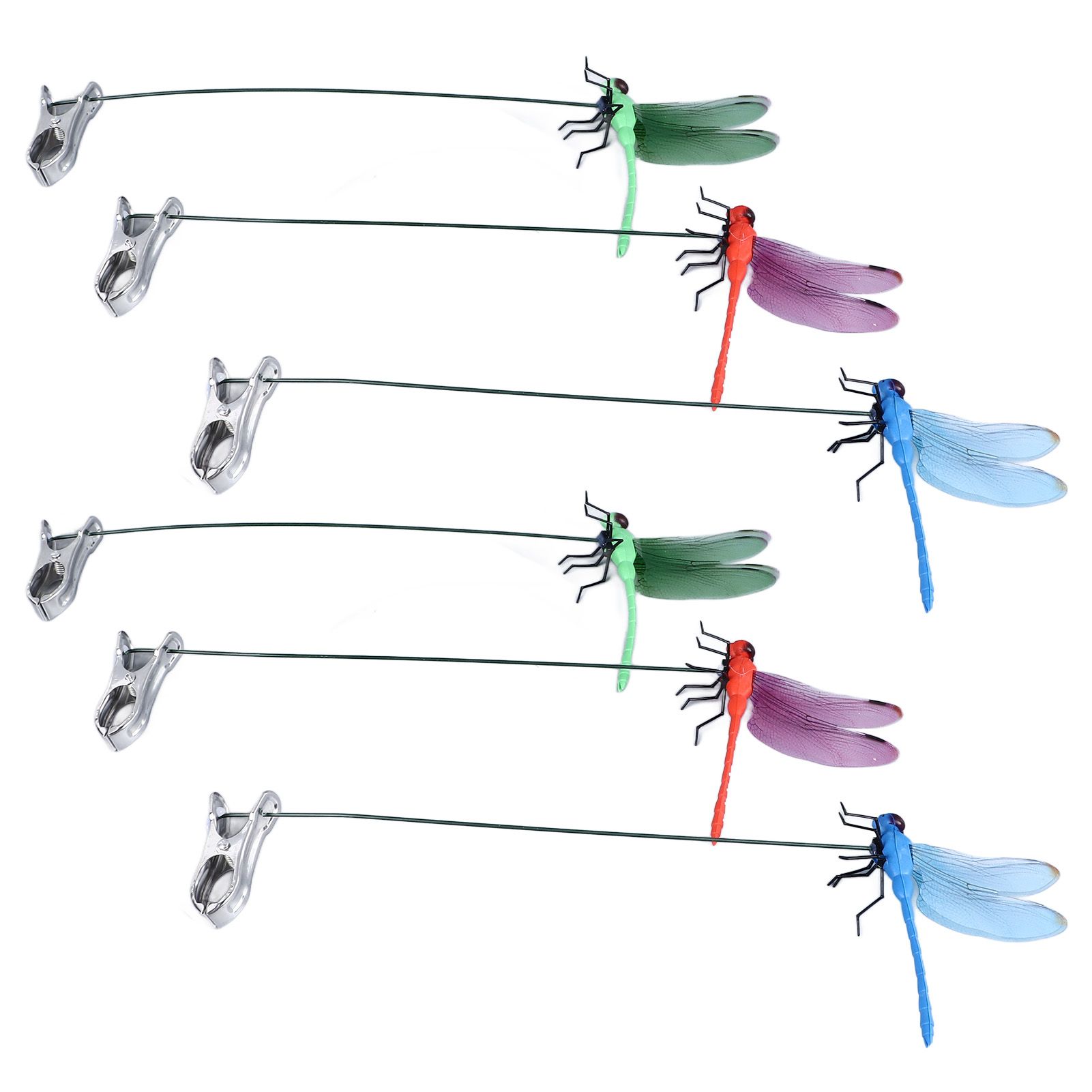 Dragonfly Clip Fake Dragonfly Pole Clips Natural Organic Concept 3D Dragonfly Garden Decor for Family Garden Potted Flowers Lawn House Statue 6Pcs — image 4