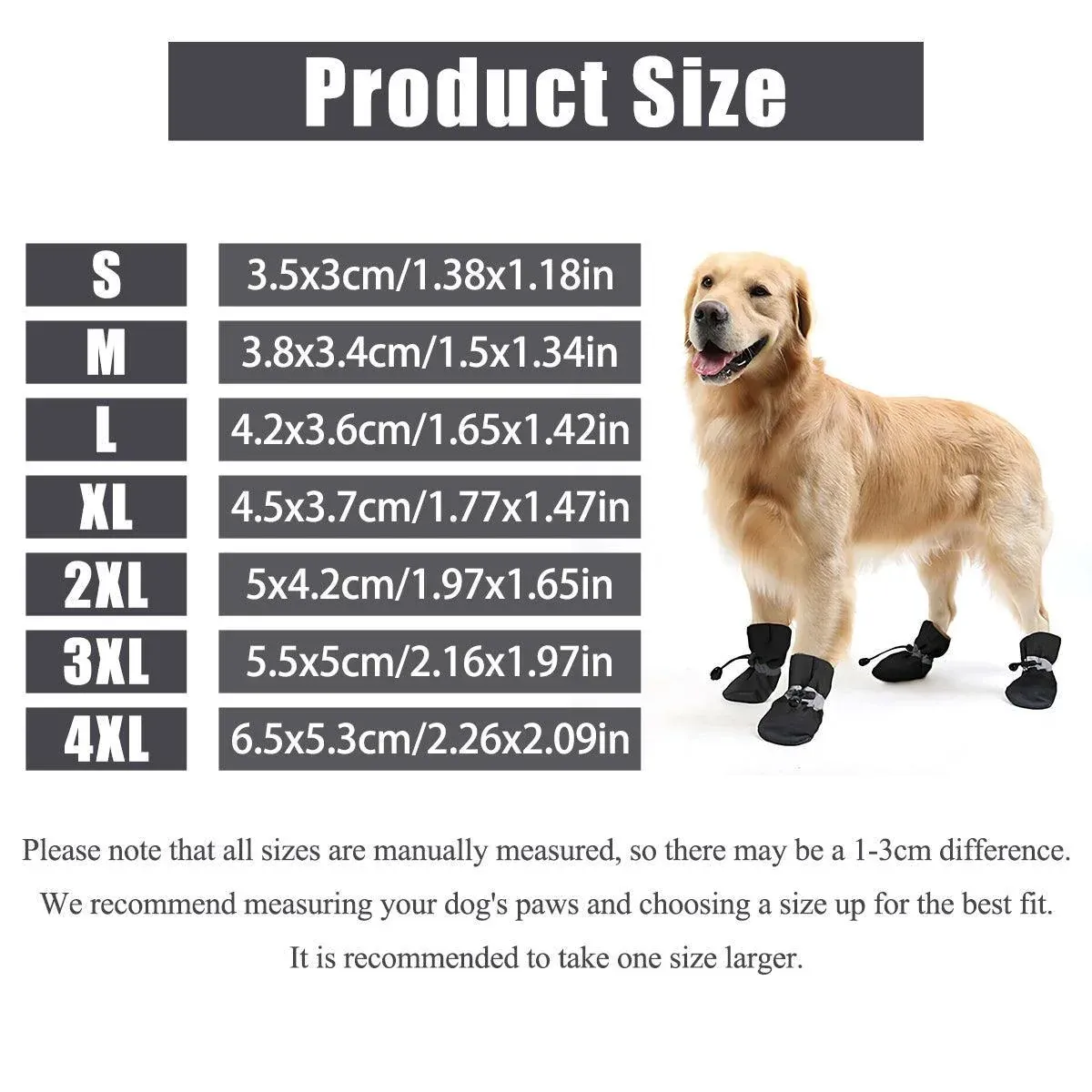 Set Anti Slip Waterproof Protective Dog Shoes Rain Boots Pet Socks Booties 4Pcs - 2XL — image 3