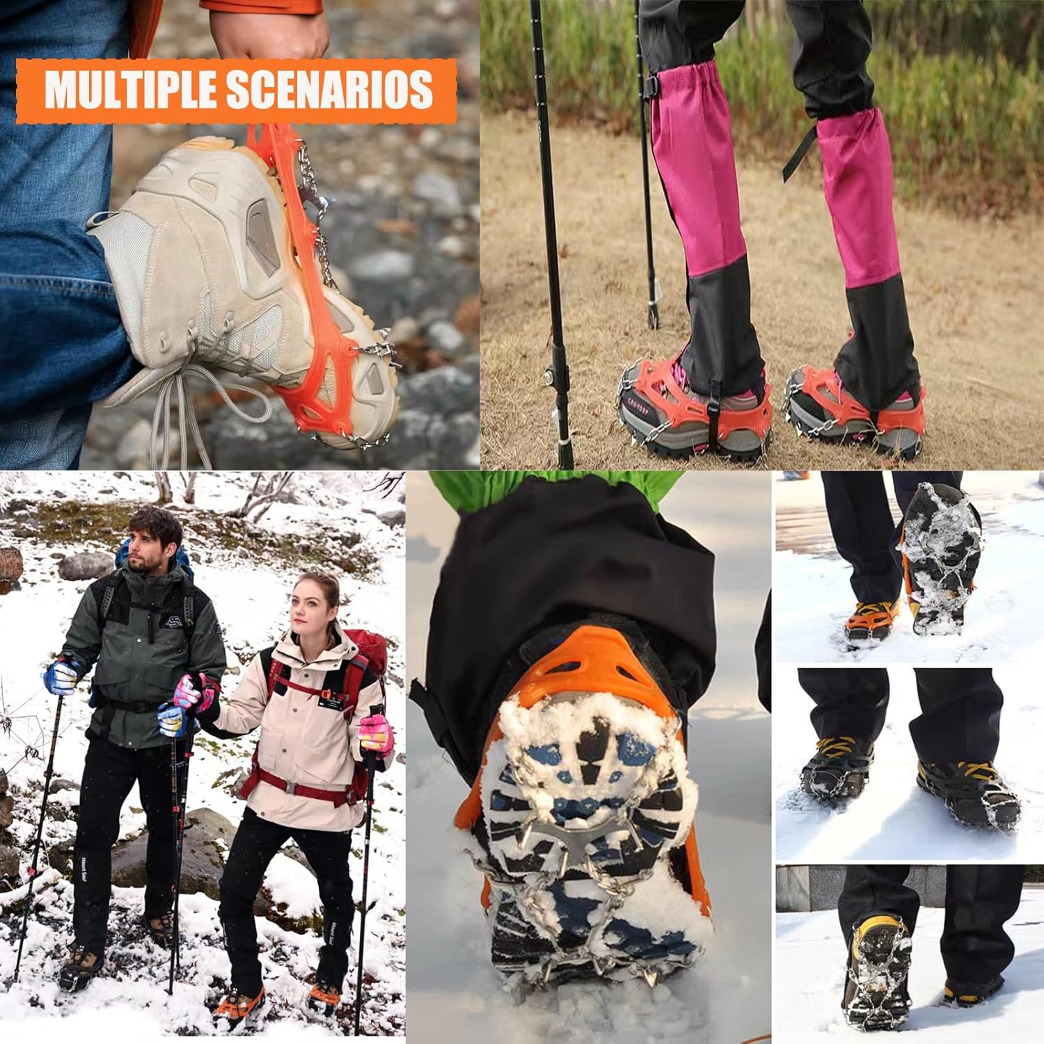 Grödel Stijgijzers for hiking boots with 10 teeth, crampons, shoe spikes, winter, anti-slip shoe spikes for men, women, adults, suitable for walking, trail — image 6