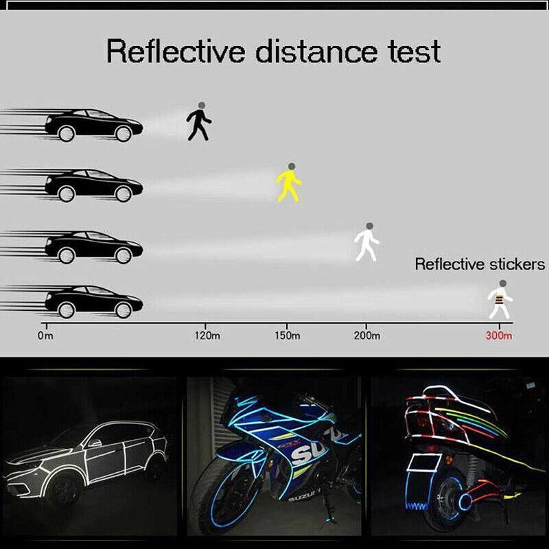 8m Reflective Tape for Bikes Cars Motorcycles Waterproof High Visibility Strip - White — image 5