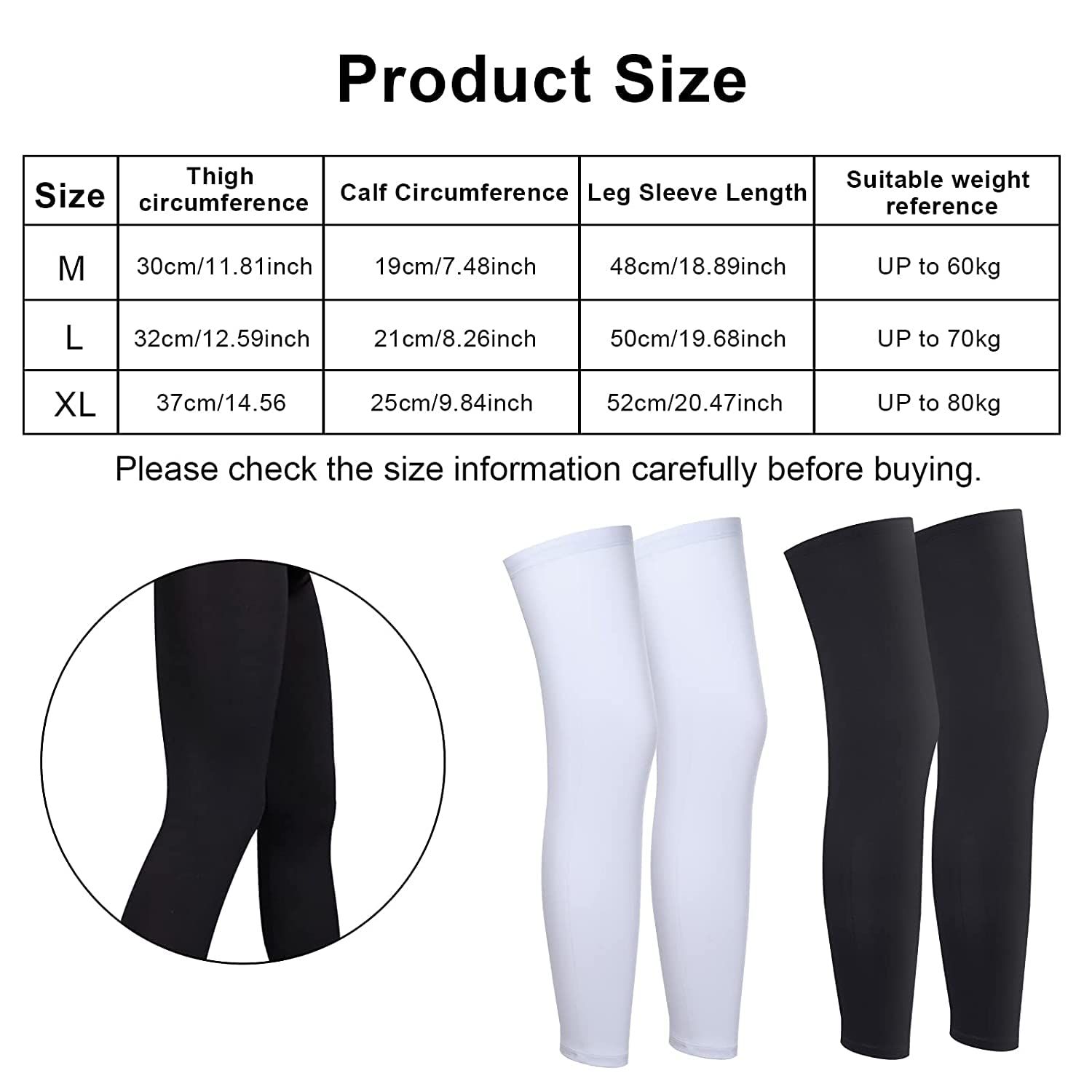 4 Pieces Sports Leg Sleeves, Breathable Sun Protection Leg Covers, Quick-Dry Full Length Leg Sleeves for Men Women, Ideal for Running Basketball Cycling — image 2