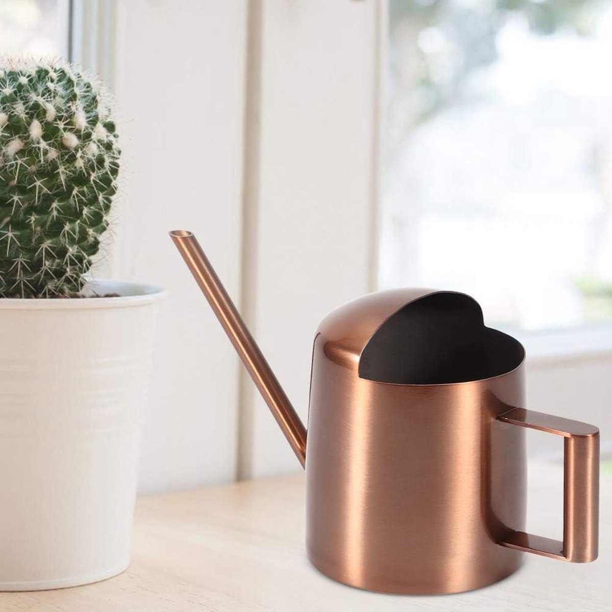 Small 300ml stainless steel watering can with long spout - ideal for flowers and household use — image 2