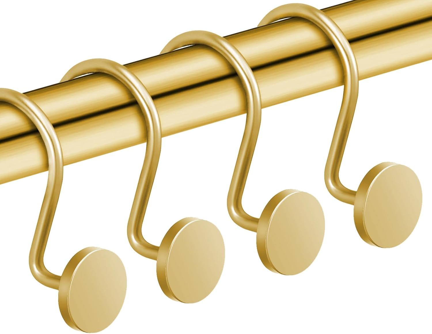 12 Piece Stainless Steel S Shaped Shower Curtain Hooks Gold