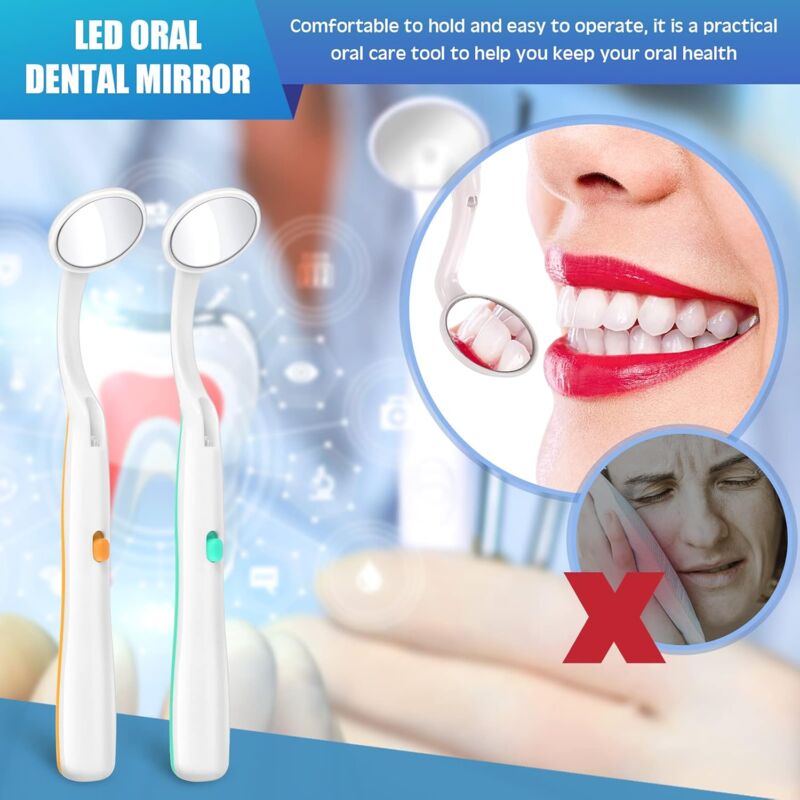 Dental Mirror With Light 2 Pieces Mouth Mirror Dental Inspection Mirror Oral Mirror With LED Light Battery Included โ image 4