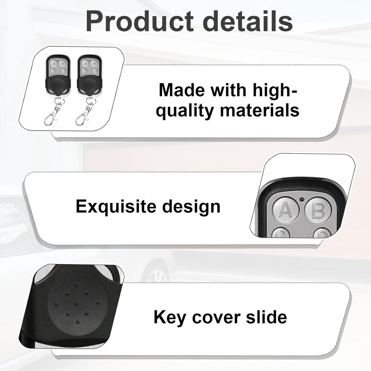 pieces - 433 MHz - Remote control - Garage door openers - Remote control for car garage door - universal garage door remote control - automatic garage door — image 5