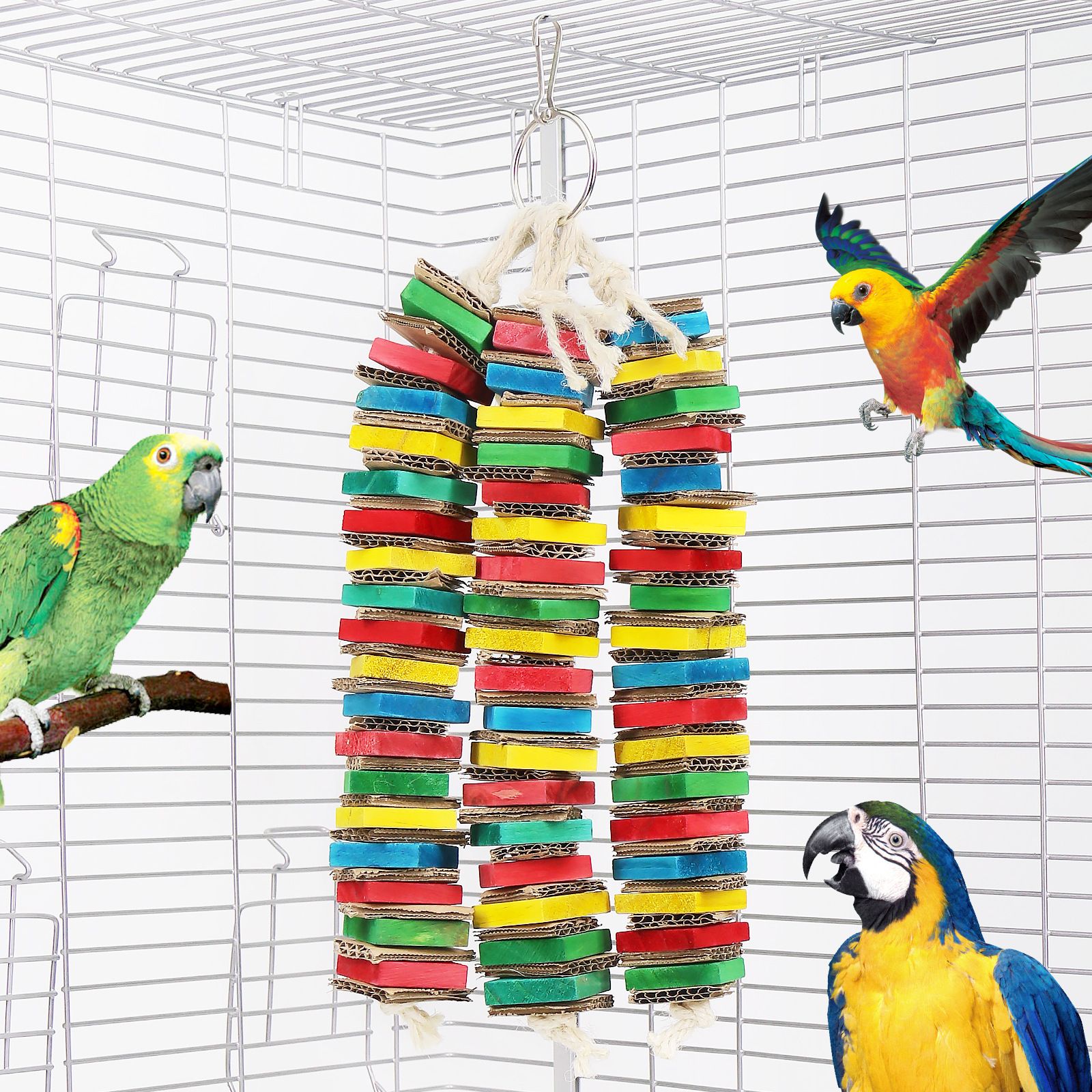 Tastic Triple Tower of Shredded Fun Medium Bird Toy for Grey Conures Sun Conures Small Cockatoos Quakers and Similar Small to Medium Sized Birds — image 3