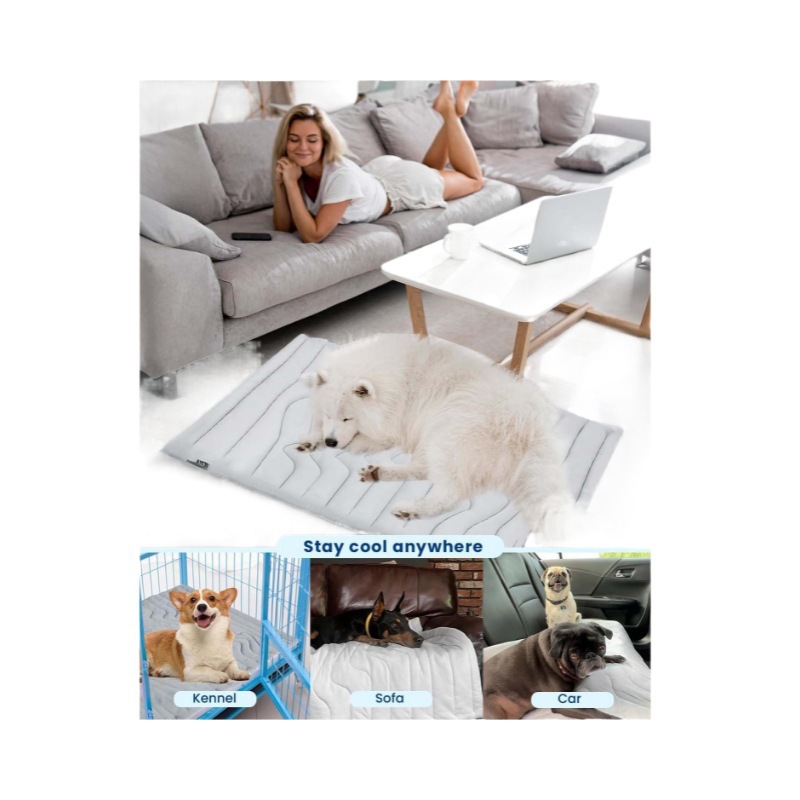 Pet Cooling Mat Self Cooling Pad for Dogs Cats Dual Sided Summer Sleeping Bed Light Green Medium (91 × 58cm) — image 5