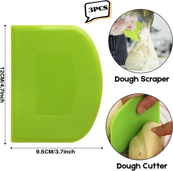 Dough Scraper - 3-Piece - Bread Scraper - Flexible Bowl Scraper - Home Baking Supplies - Green and White โ image 5