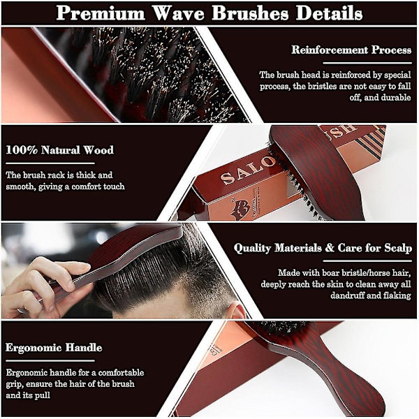 Hairbrush, 100% Boar Bristle, Soft Natural Boar Bristle for Women, Men and Kids, Daily Use, 360 Wave Brush for All Purposes — image 3