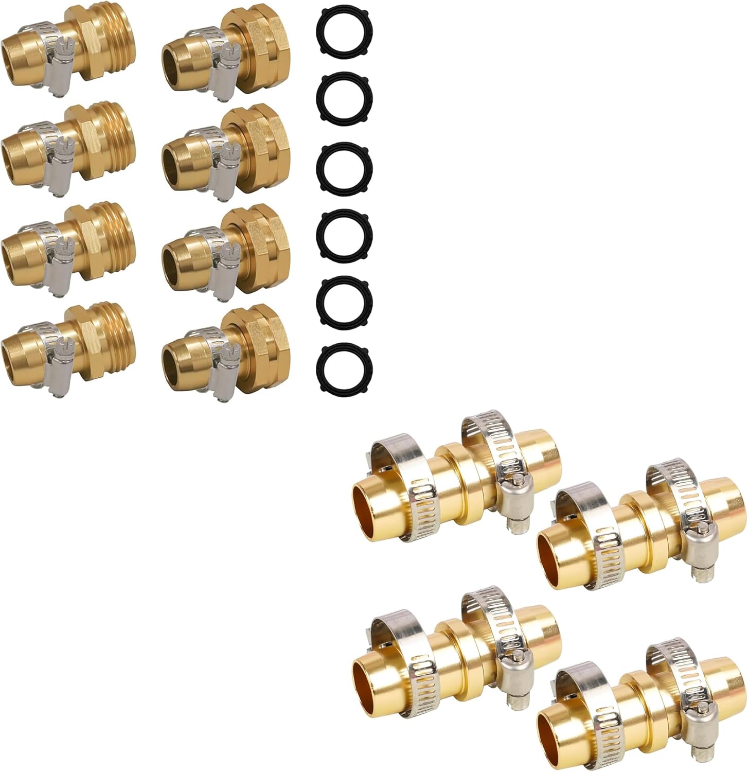 Garden Hose Repair Connector with Clamps + Hose Repair Kit