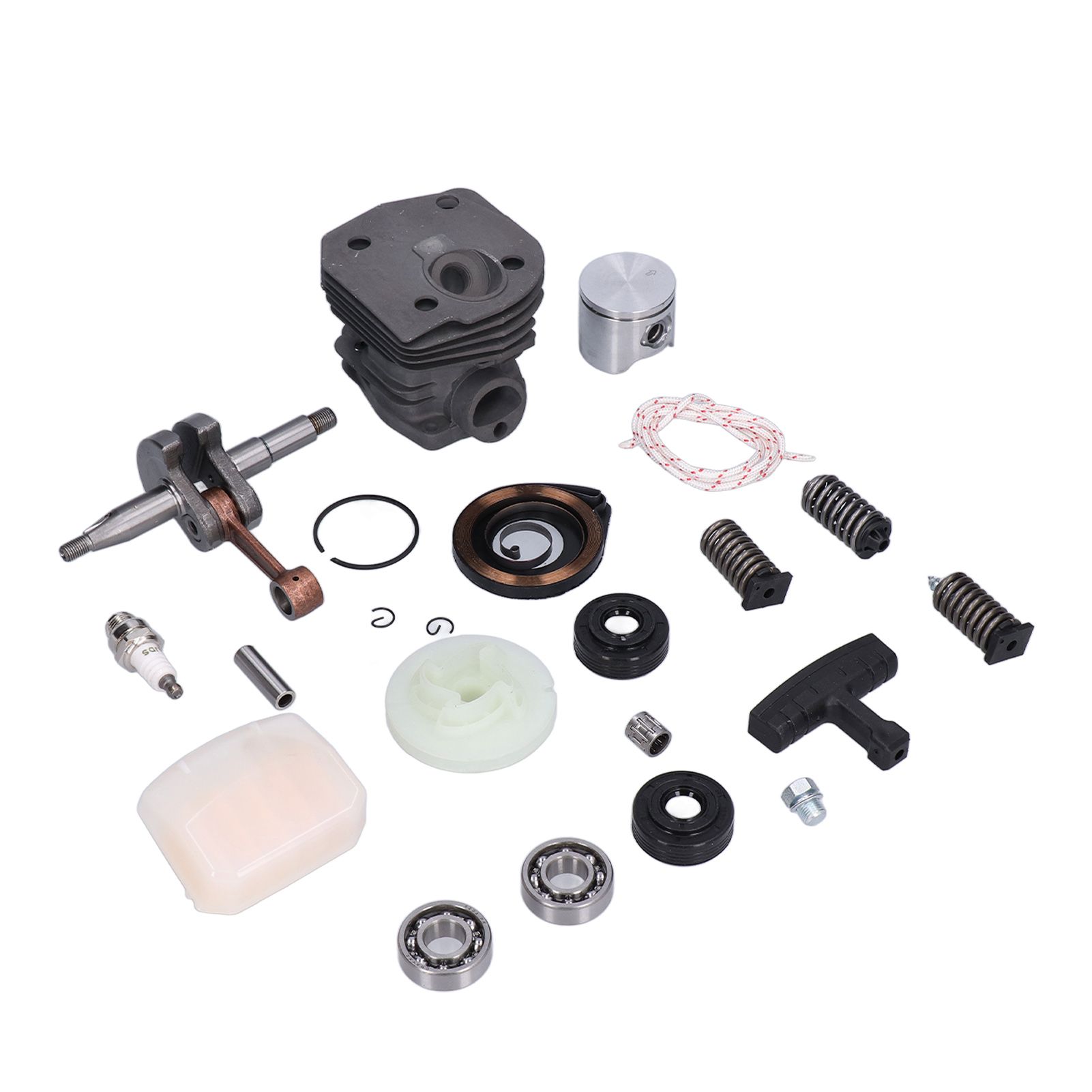 Cylinder Piston Assembly Oil Seal Crankshaft Spark Plug Kit 537253002 Replacement for Husqvarna 340 345 350 Chain Saw — image 3