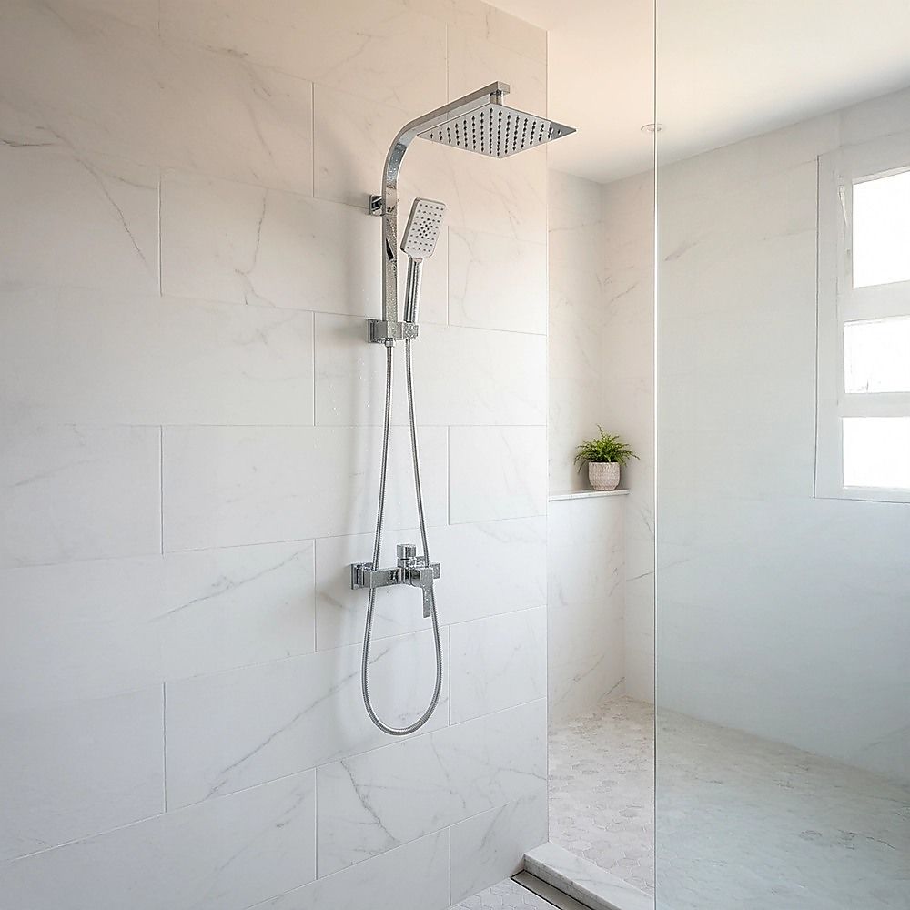 Wall Mounted Chrome Dual Shower Mixer – Rainfall & Handheld Massage Head — image 5
