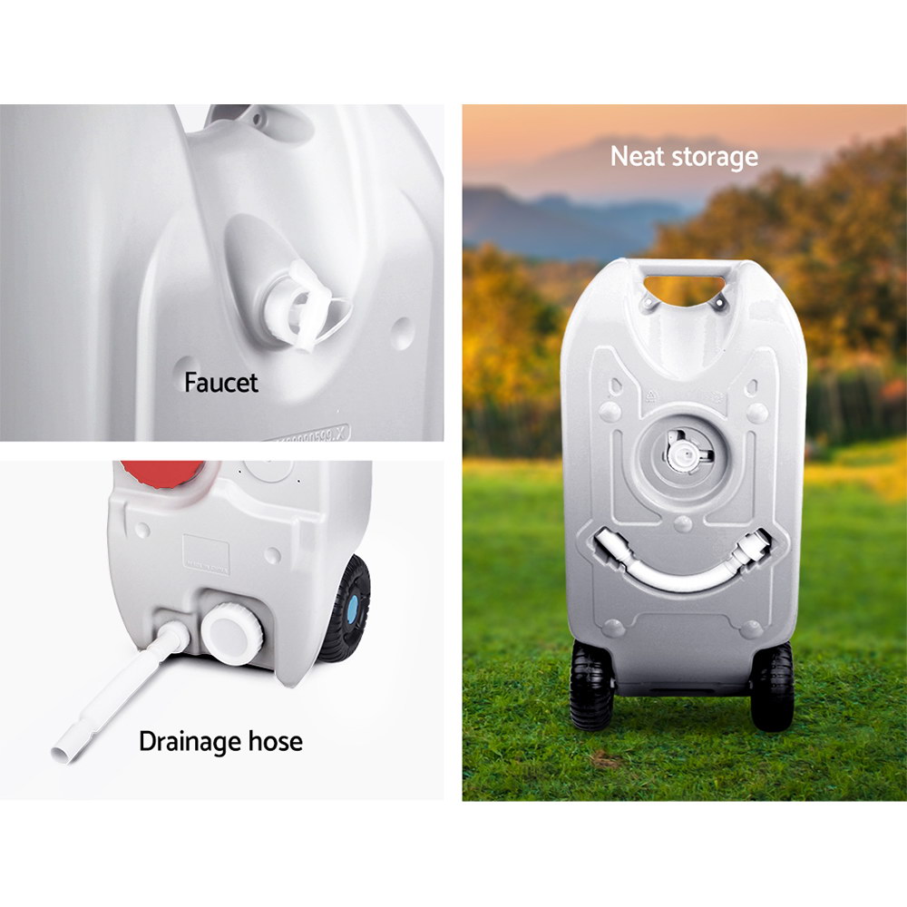 Weisshorn 40L Portable Water Container Carrier Wheels Water Tank Camping Grey โ image 5
