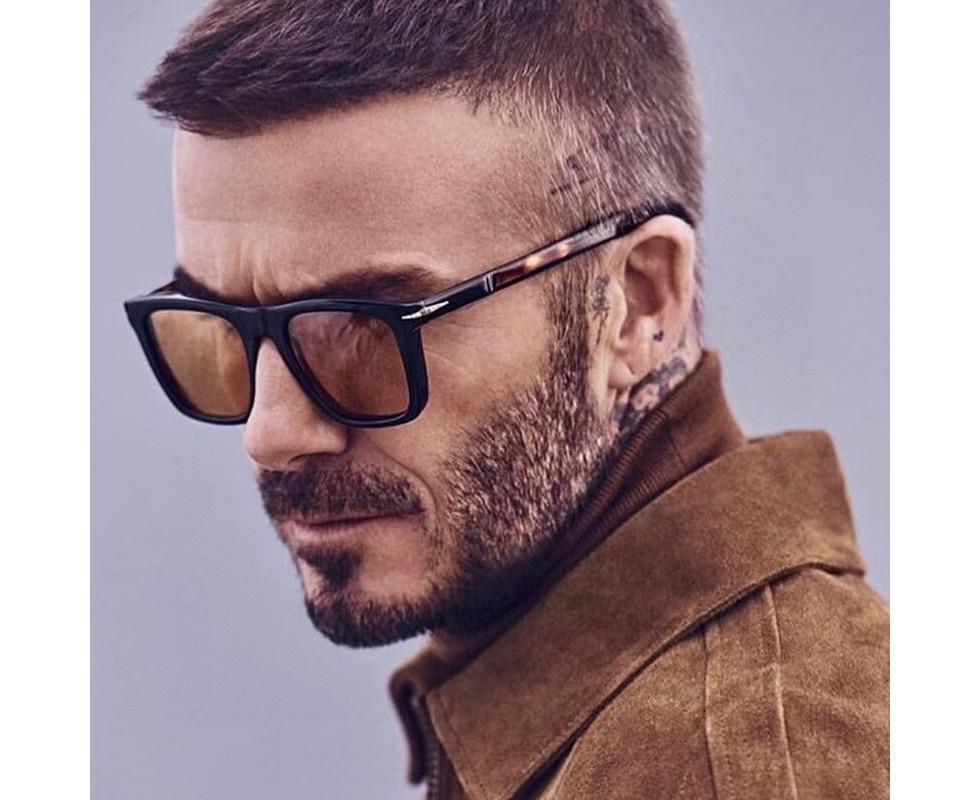 Classic Rivet Square Sunglasses Men Luxury Brand Design Beckham Driving Glasses Vintage Sun Glasses Eyewear - Black Yellow — image 5