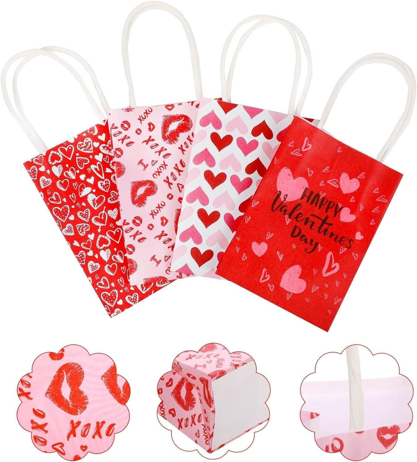 30x Valentines Day Love-Themed Tote Bag Elegant Kraft Paper Handbag Lightweight - Y168 — image 4