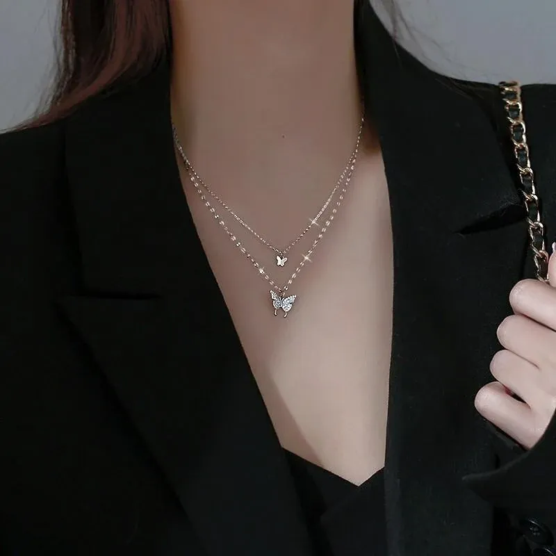 Butterfly Double Necklace Feminine Cold Wind Style Collarbone Chain Jewelry โ image 5