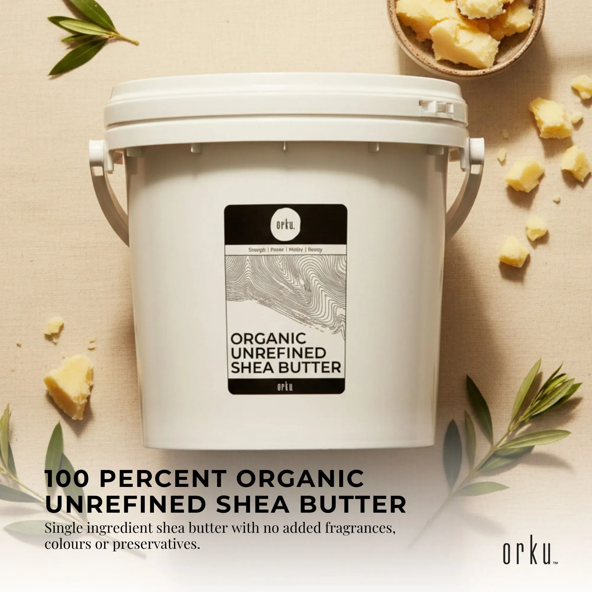 Orku 3Kg Organic Unrefined Shea Butter Tub Raw African Karite Chunks โ image 3