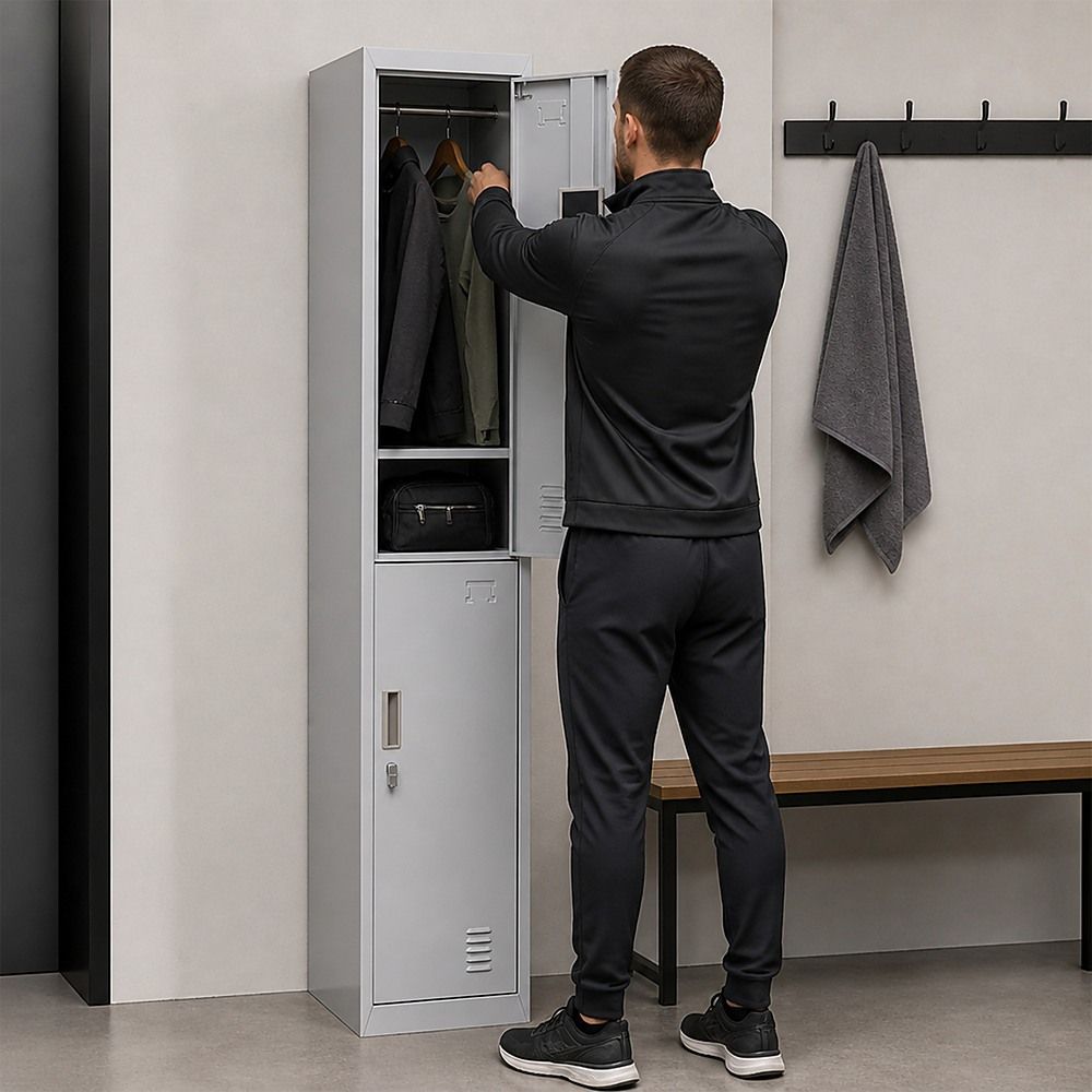 2-Door Vertical Locker for Office Gym Shed School Home Storage — image 2