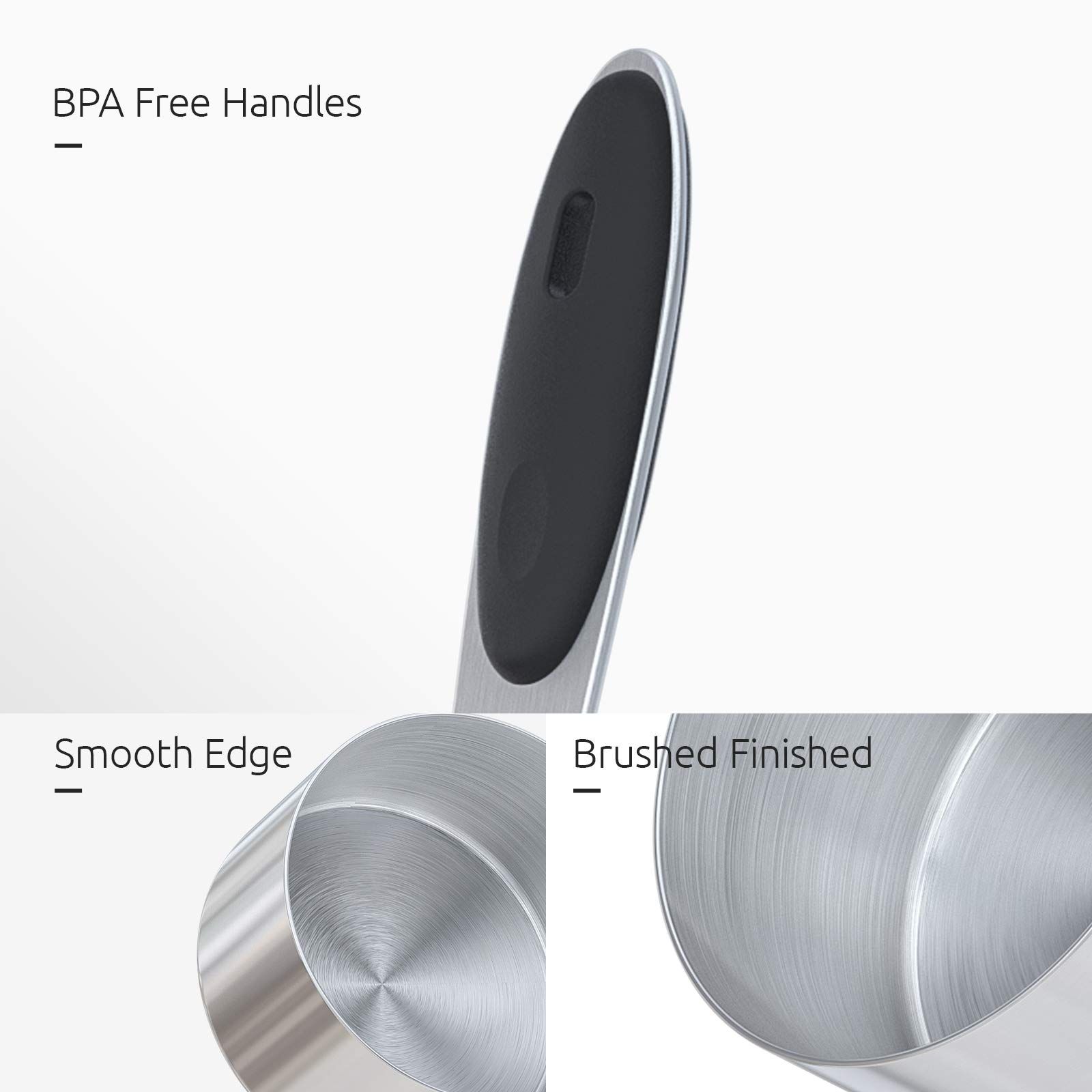 Measuring Cups Stainless Steel Measuring Cups and Spoons Set of 10 Piece, Upgraded Thickness Handle(Black) โ image 4