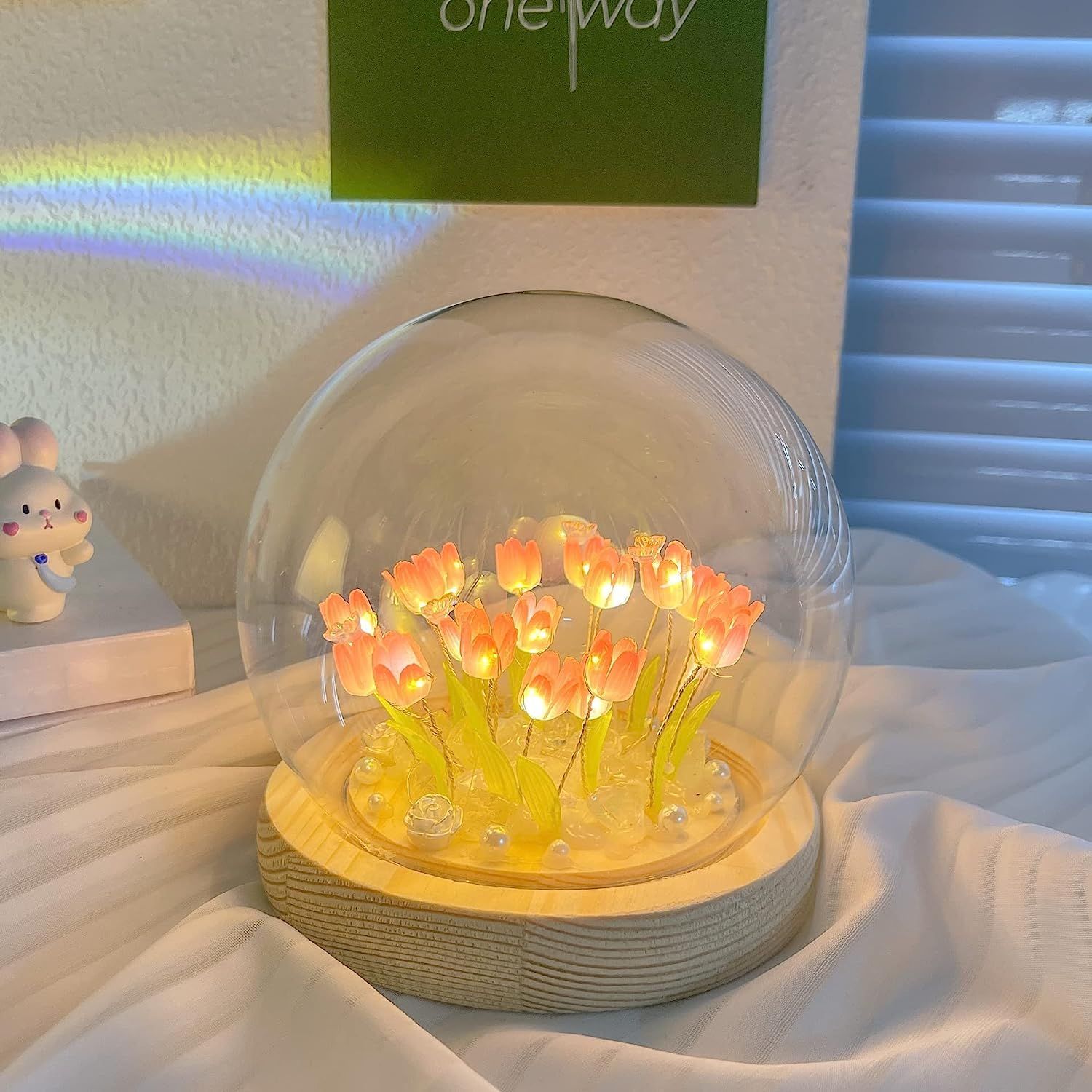 Tulip Night Light Handmade Tulip Decoration Bedroom Sleep Light Atmosphere Simulation Flower Birthday Gift for Friends, Girls, Family (13 Flowers)(10*10*10cm) — image 3