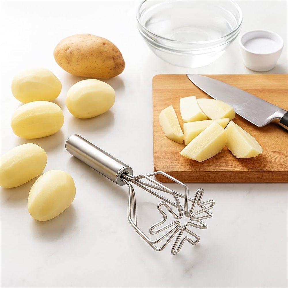 Kitchen 2-In-1 Mix Potato Masher, Stainless Steel, For Potatoes, Vegetables, Fruits, Guacamole, Baby Food, And Eggs — image 3