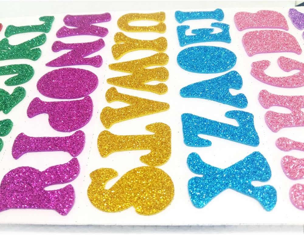 5 Sheets 210PCS Colorful Glittery Foam Self Adhesive Letters Stickers,Foam Letter Stickers Alphabet for Kid's Arts Craft Supplies Greeting Cards Scrap Books β image 5