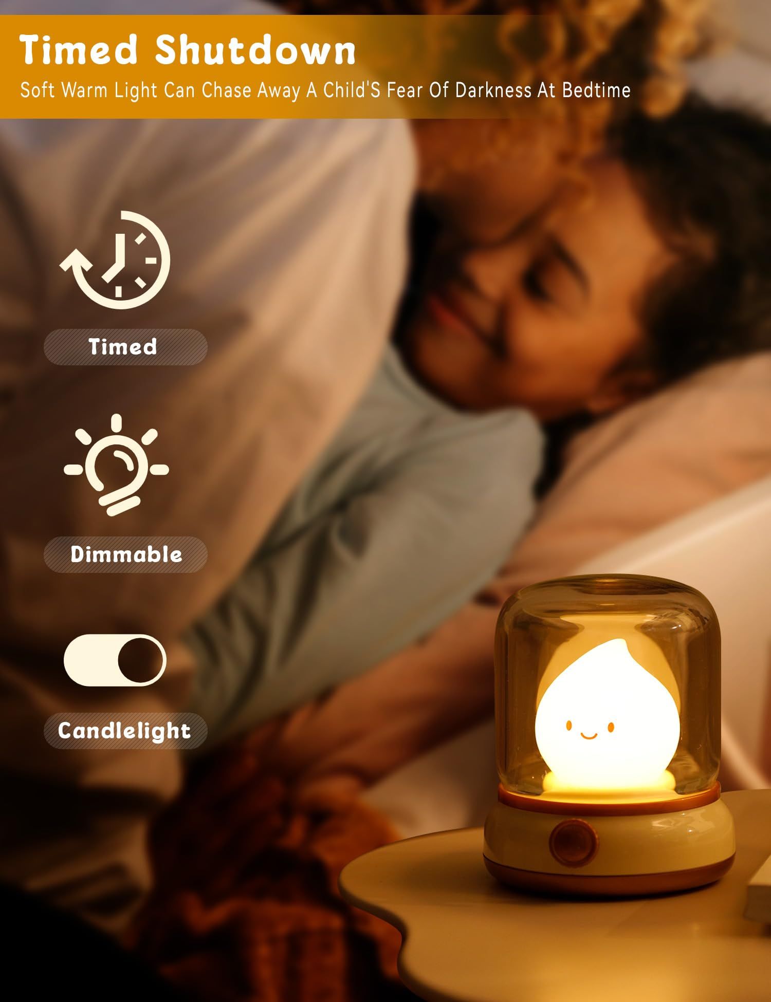Cute Kerosene Lamp,Silicone Flame Amber Light,Adjustable Dimmable Rechargeable Night Light for Boys,Girls,Teenager Kids Bedroom — image 4