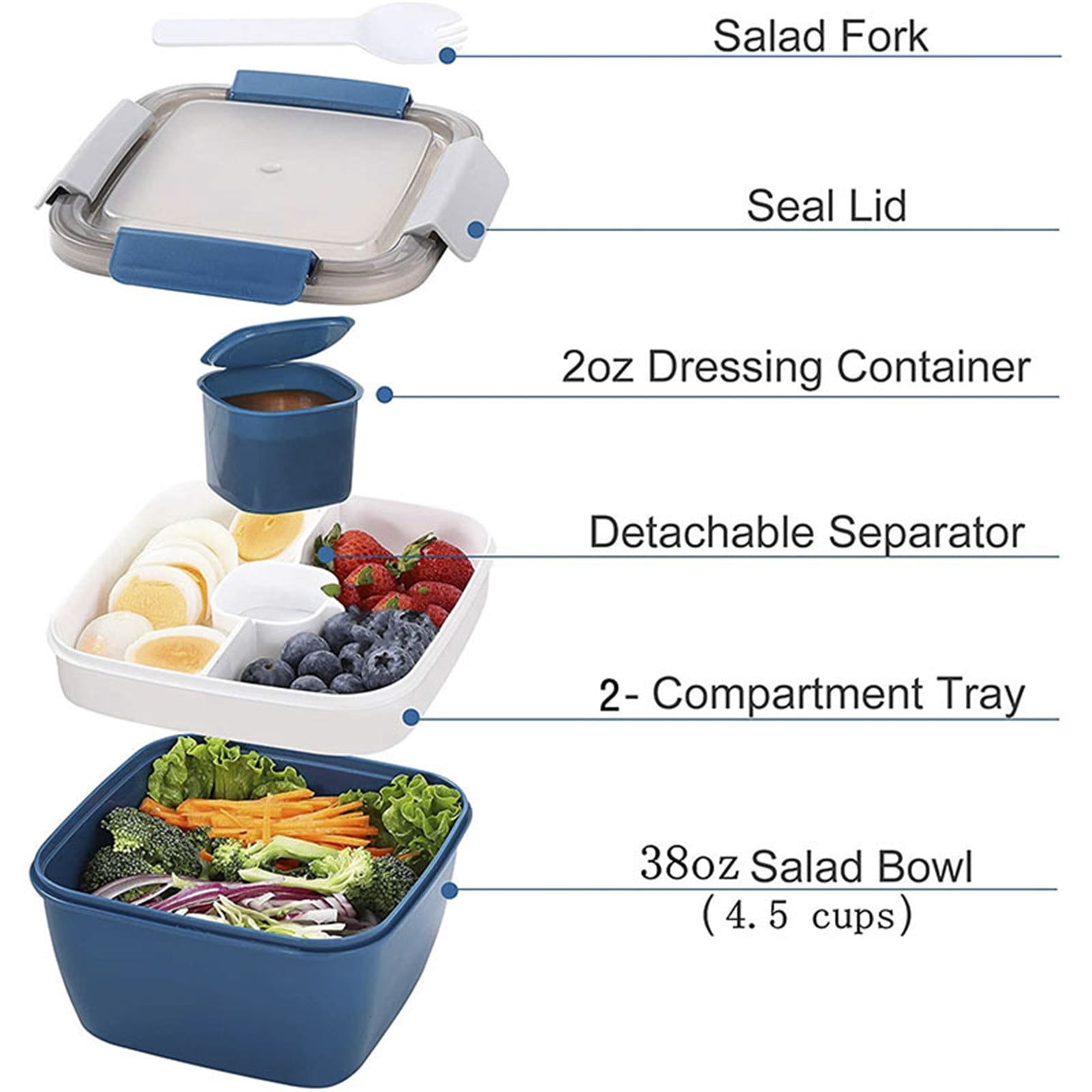 Food Storage, Light Meal Salad Box Japanese Style Double Layer Compartment Lunch Box, Kitchen Supplies, 1Pc Portable Box and Salad Bowl Combo Keep Your Food โ image 4