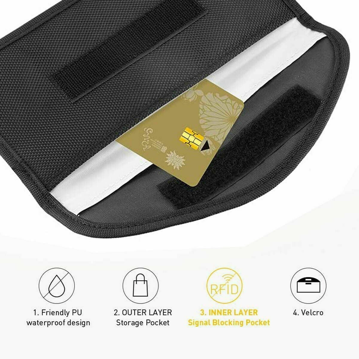 Faraday Bags for Phones, Cell Phone Signal Blocking Bag, RFID Phone Case,Faraday Bag for Phone & Key Fob(2 Pack) — image 3