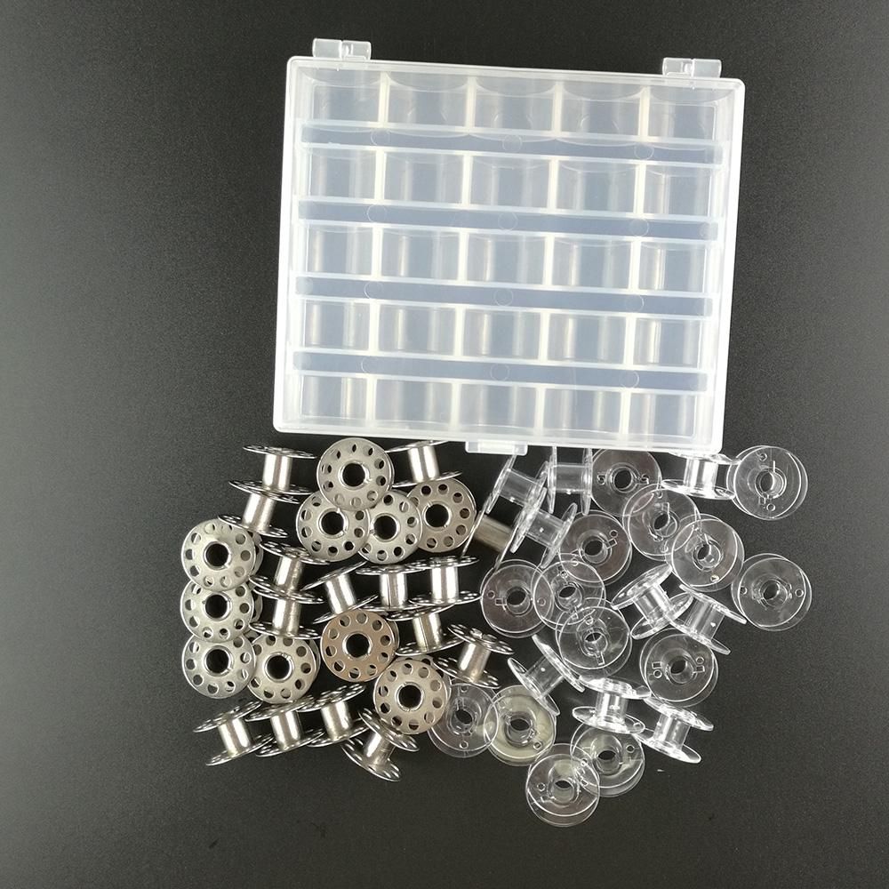 25 Bobbins for Sewing Machine Silver, with Storage Box โ image 2